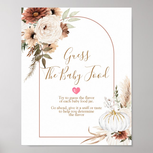 Boho Arch White Pumpkin gissar Baby Food Poster (Framsidan)