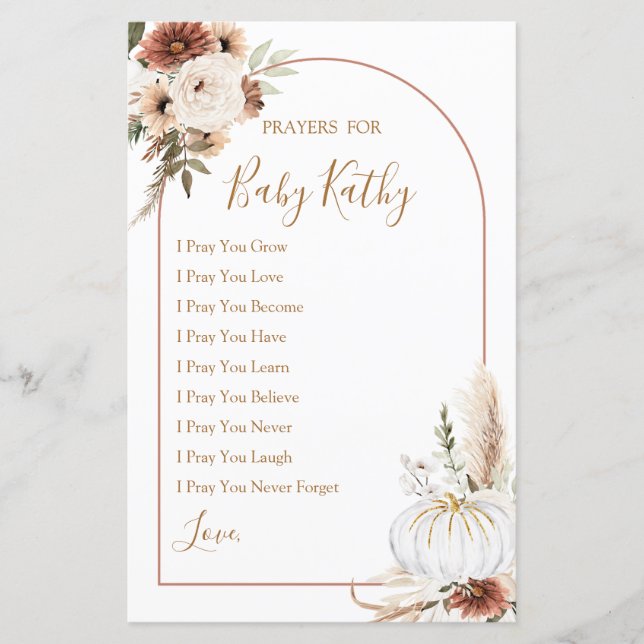 Boho Arch White Pumpkin Kärlek Prayers for Baby Si (Framsida)