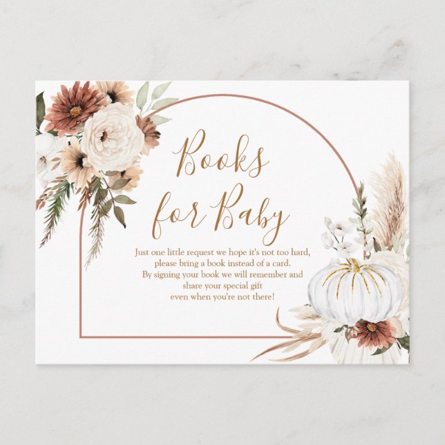 Boho Arch White Pumpkin - lägg till bok Inbjudan Vykort (Framsida)