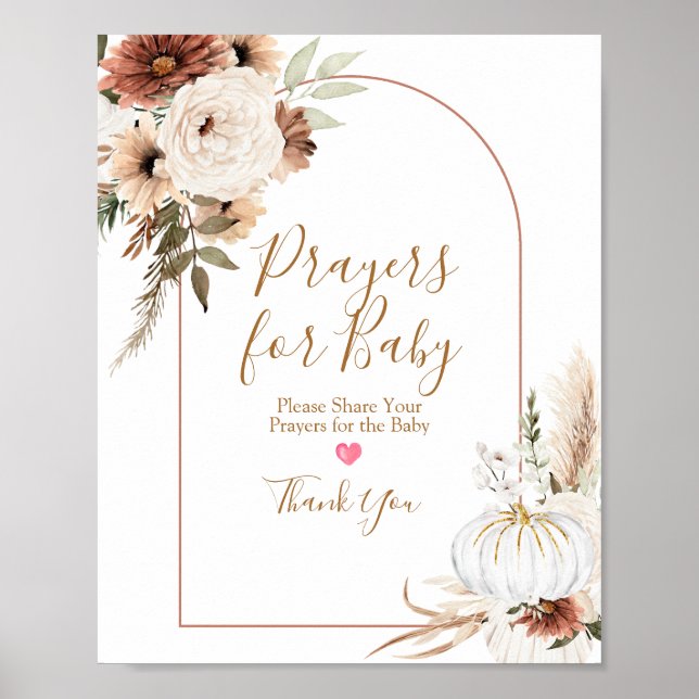 Boho Arch White Pumpkin Prayers for Baby Poster (Framsidan)