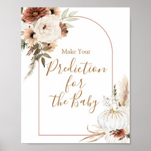 Boho Arch White Pumpkin Predictions för baby Poster