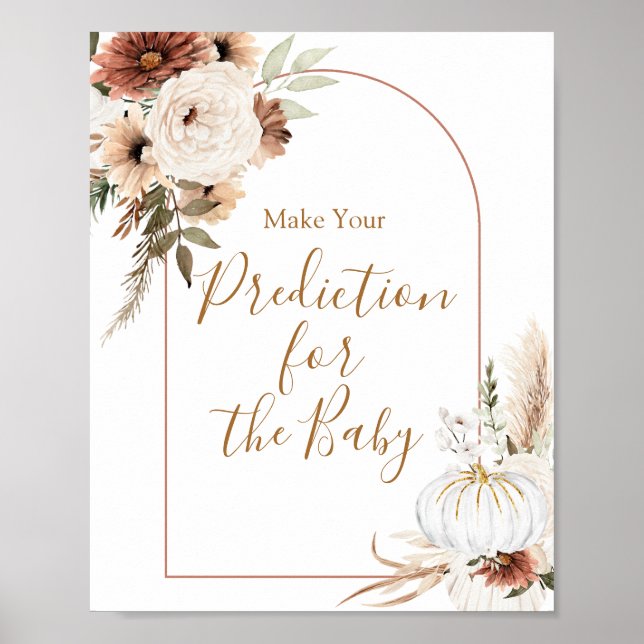 Boho Arch White Pumpkin Predictions för baby Poster (Framsidan)