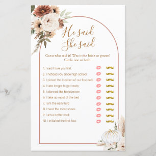 Boho Arch White Pumpkin sa att hon sa "Game Card"