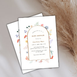 Boho Arch Wildblomma Blommigt Ram Baby Shower Inbjudningar