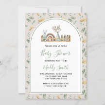 Boho Arch Wood Leksak Grönt Rainbow Baby Shower