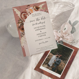 BOHO Arched BOHO Elegant Fall Blommigt Pampas Gras Spara Datumet