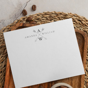 Boho Arrow Avslappnad Couple Stationery Anteckningskort