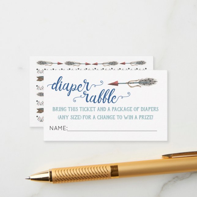 Boho Arrow Blöja Lotteri Biljett Tilläggskort (Fram/Back In Situ)