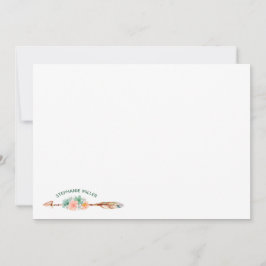 Boho Arrow Blommigt & Succulery Stationery Flat Ca Anteckningskort