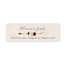 Boho Arrow Peach & Burgundy Rusic Blommigt Adress