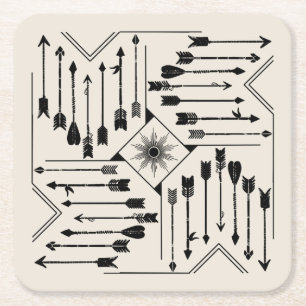 Boho Arrows och Sol V12 Sq ID748 Underlägg Papper Kvadrat