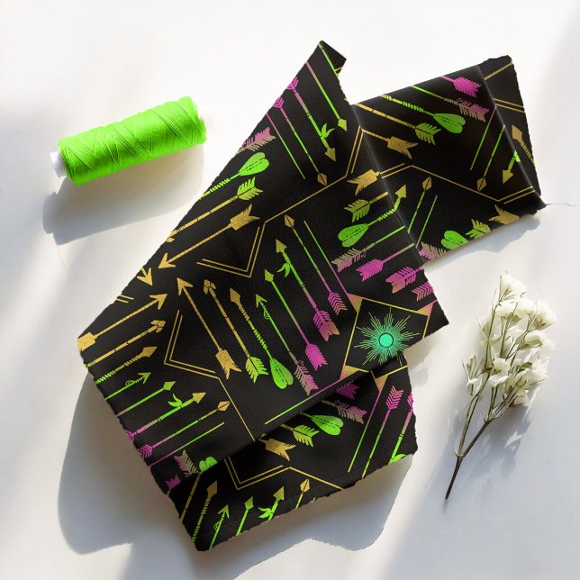 Boho Arrows och Sol V3 Neon Black ID748 Tyg (Skapare uppladdad)