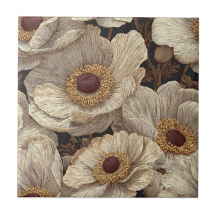 Boho Art Deco-anemones-plattor för artigt Golv Kakelplatta