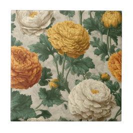 Boho Art Deco Ranunculus Kakelplattor För Konstnär