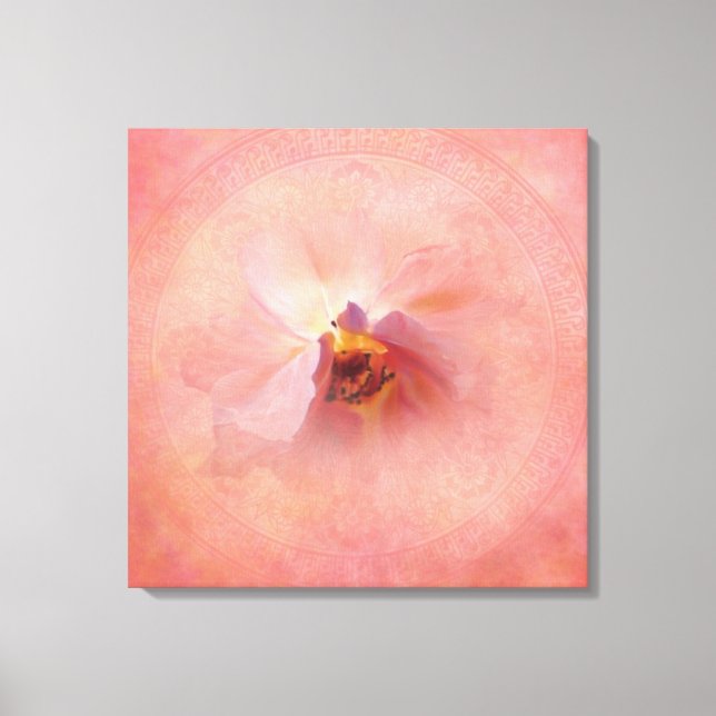 Boho Art Magic Rosa blomma i vattenfärg Canvastryck (Framsida)