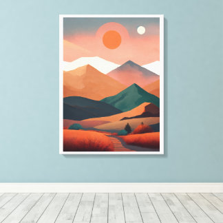 Boho art minimalist liggande berg canvastryck