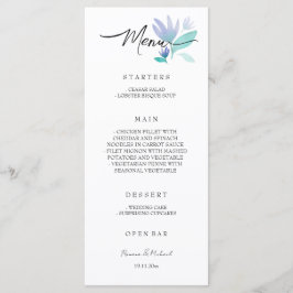 Boho Artistic Blue Blommigt Garden Watercolor Meny