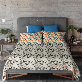 Boho artistic orange blue black löv prydnadskudde