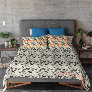 Boho artistic orange blue black löv prydnadskudde