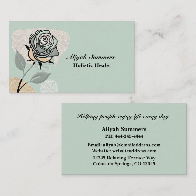 Boho Artistic Rose Meditative Business Card Visitkort (Fram/baksida)