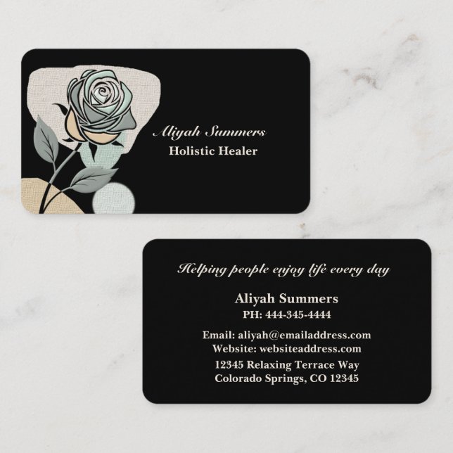 Boho Artistic Rose Meditative Business Card Visitkort (Fram/baksida)