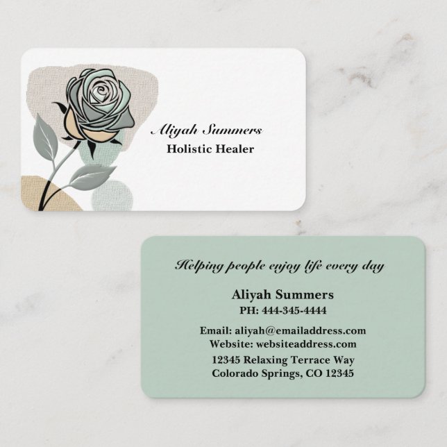 Boho Artistic Rose Meditative Business Card Visitkort (Fram/baksida)