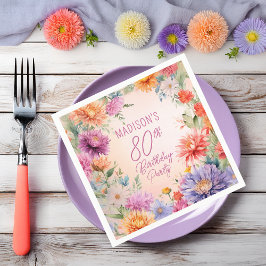 Boho Aster Blommor Blommig 80-årsfest Pappersservett