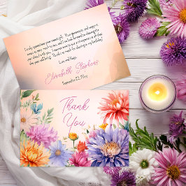 Boho Aster Blommor Blommig Födelsedagsfest Tack Kort
