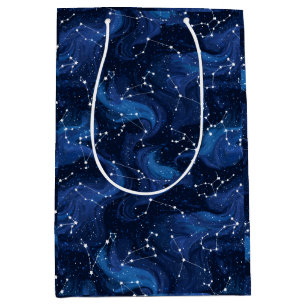 Boho astrologi Zodiak tecken mönster i blått