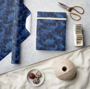 Boho astrologi Zodiak tecken mönster på blå Presentpapper
