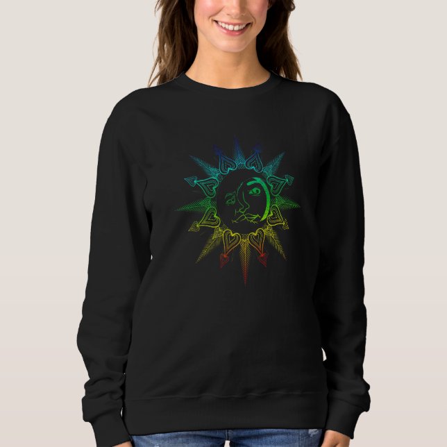 Boho Astronomi Sol Måne Himmelsk Kropp Färgrik As T Shirt (Framsida)
