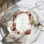 Boho Autumn Blommigt Bröllop Menu Meny<br><div class="desc">Öka din bröllopsmottagning med de här vackert designade Boho Autumn Blommigt Bröllop Menu-korten, perfekt för ett falltemat firande. De här korten har rik, grå nyanser av burgundi, och gräddfärgad blommigt och fångar det centrala i höstens elegans. Den ömtåliga arrangemanga i säsong blommar, bland annat ro, dahlier och peonier, omger menydetaljer,...</div>