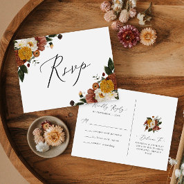 Boho Autumn Blommigt OSA Postcard Inbjudan Vykort