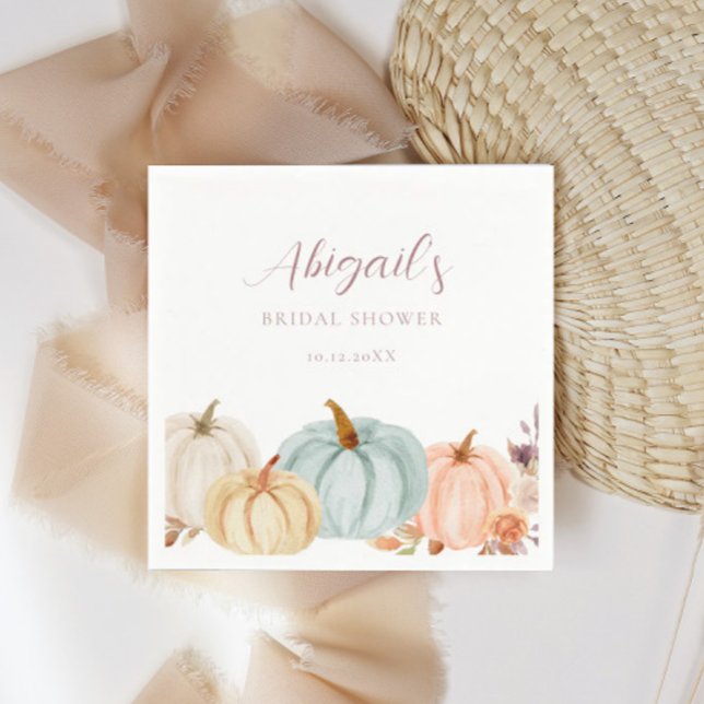 Boho Autumn Blommigt Pumpkin Möhippa Pappersservett (Skapare uppladdad)