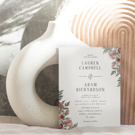 Boho Autumn Blommigt Terracotta Bröllop Inbjudningar