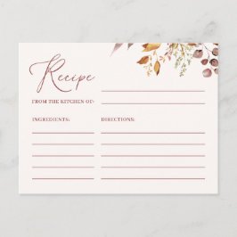 Boho Autumn Bohemian Recipe Card för Bride Vykort