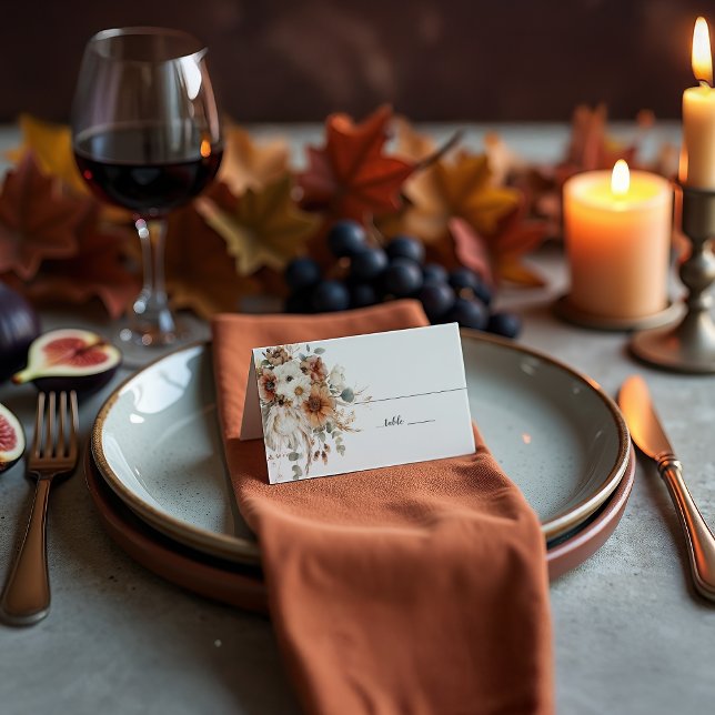 Boho Autumn Dried Flowers | Place Card Kort (Skapare uppladdad)