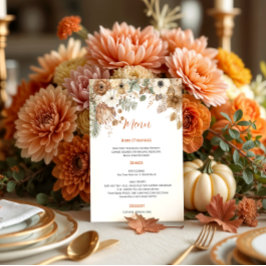 Boho Autumn Dried Flowers Wedding | Menu Inbjudningar