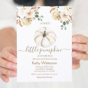 Boho Autumn Fall Blommigt Pumpkin Baby Shower Inbjudningar