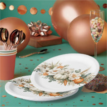 Boho Autumn Floral Arrangement Paper Plate
