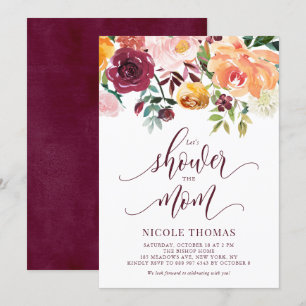 Boho Autumn Flowers Garland Script Baby Shower Inbjudningar