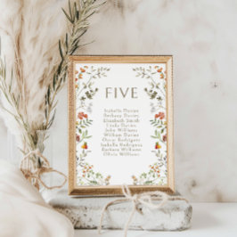 Boho Autumn Meadow Floral Wedding Table Nummer Bordsnummer