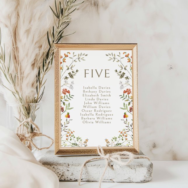 Boho Autumn Meadow Floral Wedding Table Nummer Bordsnummer (Skapare uppladdad)