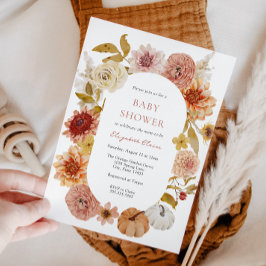 Boho Autumn Morsa och Pumpkins Baby Shower Inbjudningar