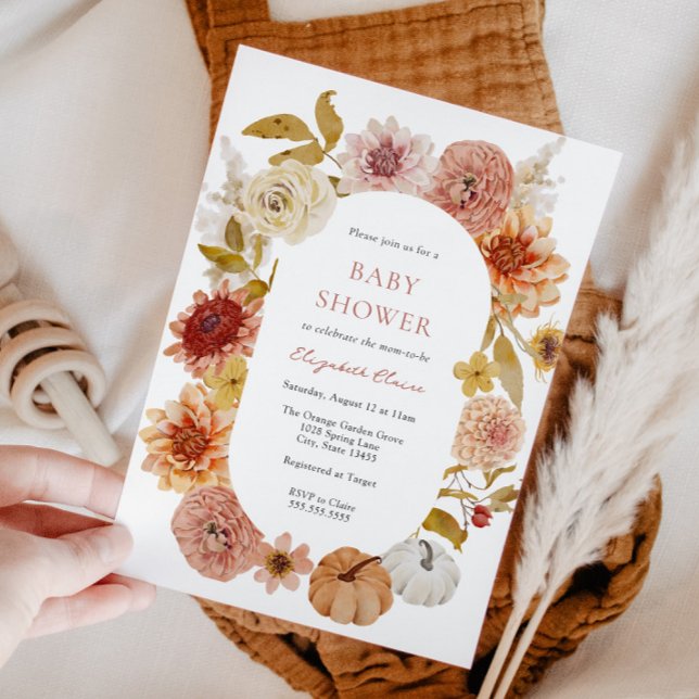 Boho Autumn Morsa och Pumpkins Baby Shower Inbjudningar (Skapare uppladdad)