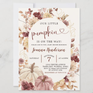 Boho Autumn Pumpkin Blommigt Baby Shower-inbjudan Inbjudningar