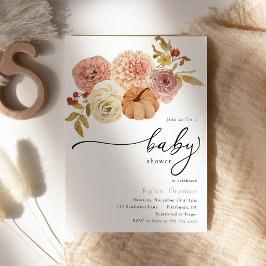 Boho Autumn Pumpkin Fall Flicka Shower Inbjudningar