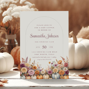 Boho Autumn Pumpkins and Blommigts Baby Shower Inbjudningar