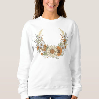 Boho Autumn Sunflower & Daisy Wreath with Pampas T Shirt