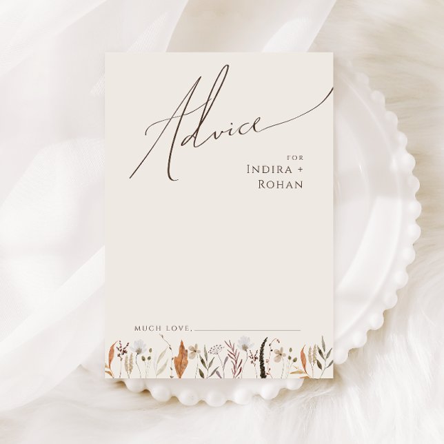 Boho Autumn Wildblomma | Beige Bröllop Adapter Rådkort (Skapare uppladdad)